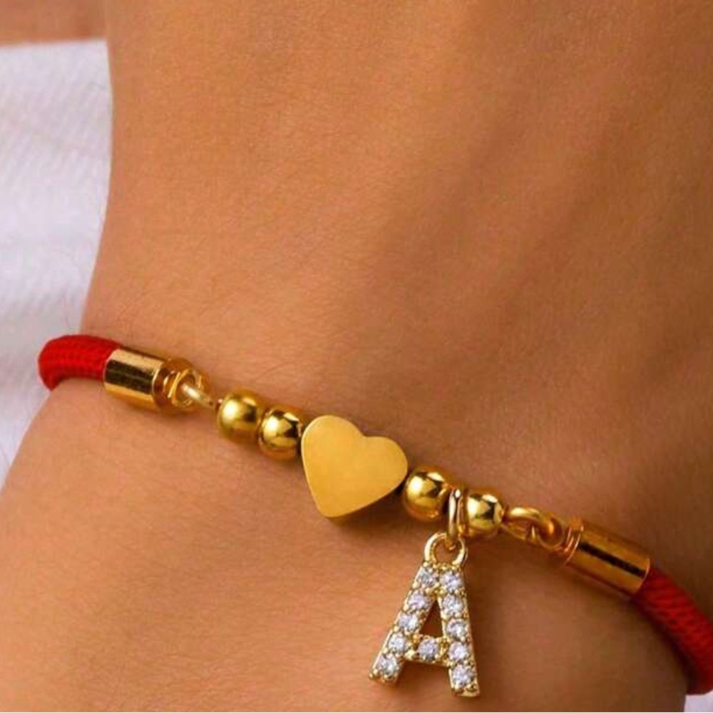 Gold plated 18k Heart and Initial A Bracelet
